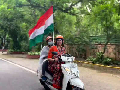 Smriti Irani rides a scooty to work; watch