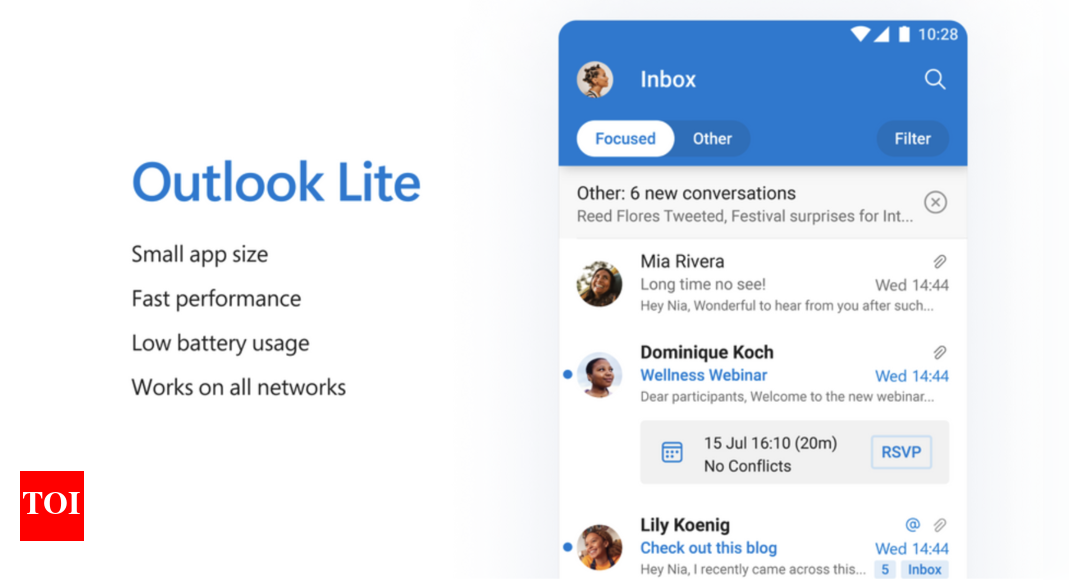 Microsoft launches Outlook Lite app: Features, how to download and more – Times of India