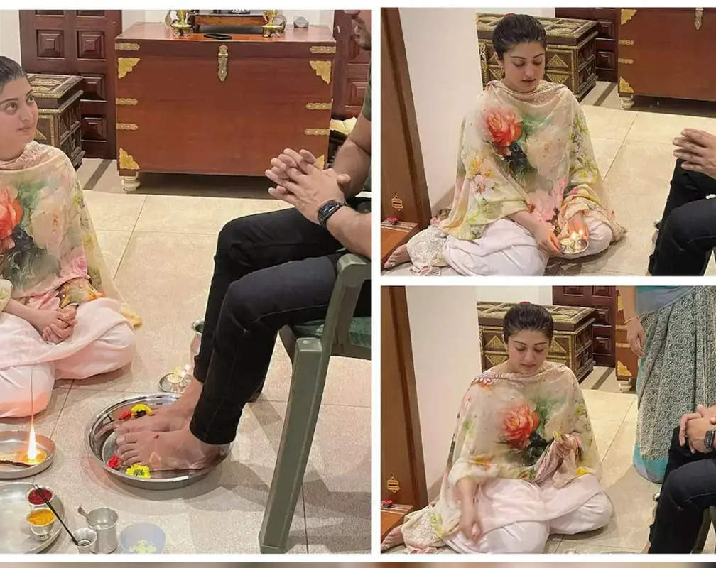 
'Hungama 2' fame Pranitha Subhash gets criticised for sitting at husband's feet, actress hits back at trolls
