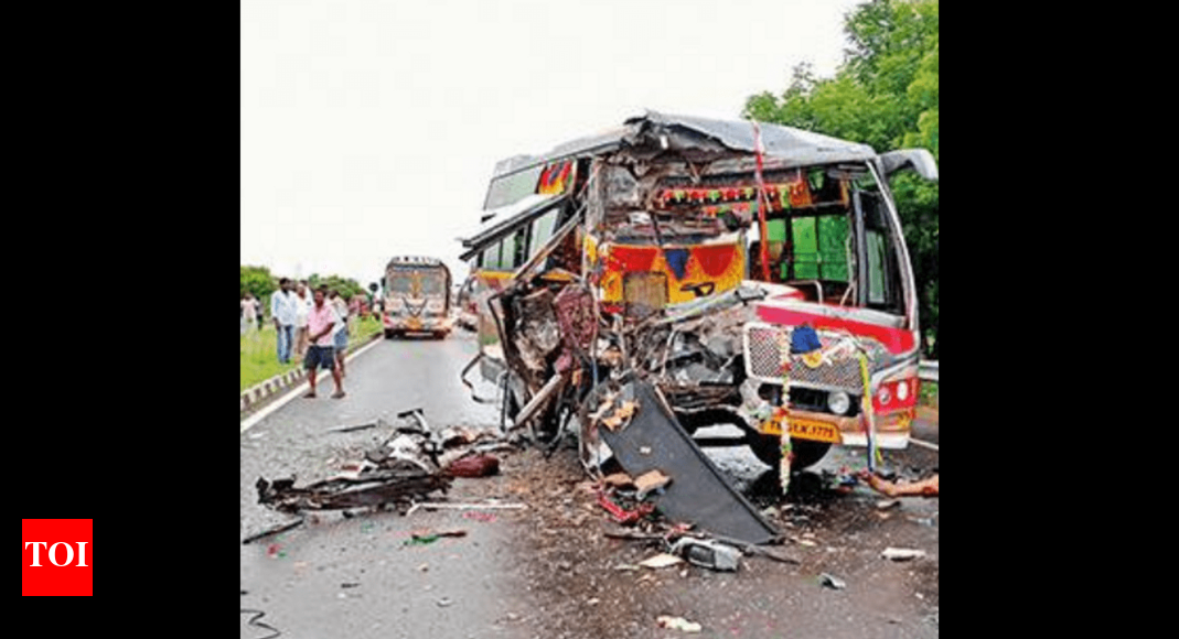 Madurai: 2 Die As Tourist Bus Rams Truck In Madurai | Madurai News ...