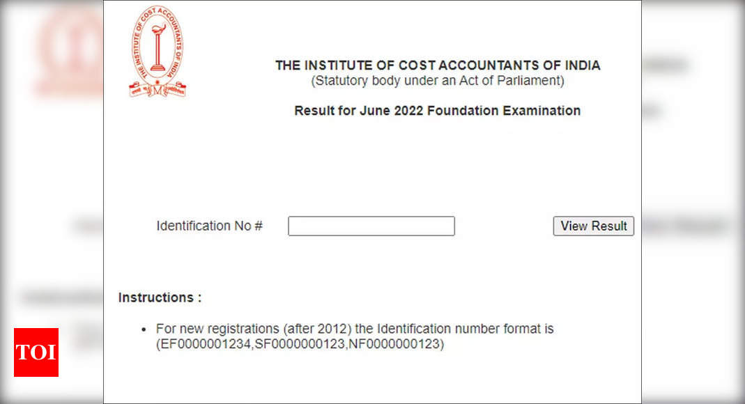 ICMAI CMA Basis Outcome 2022 introduced at icmai.in, obtain right here – Occasions of India