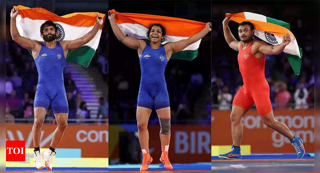 CWG 2022: Bajrang Punia, Sakshi Malik, Deepak Punia claim top honours as Indian wrestlers make merry | Commonwealth Games 2022 News – Times of India