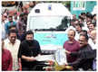 
Prakash Raj donates ambulances in the name of late Puneeth Rajkumar
