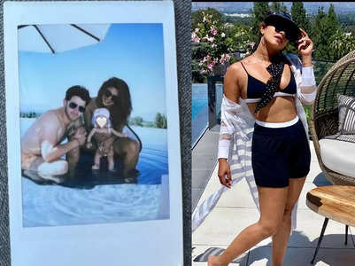 Priyanka chills with baby Malti in the pool