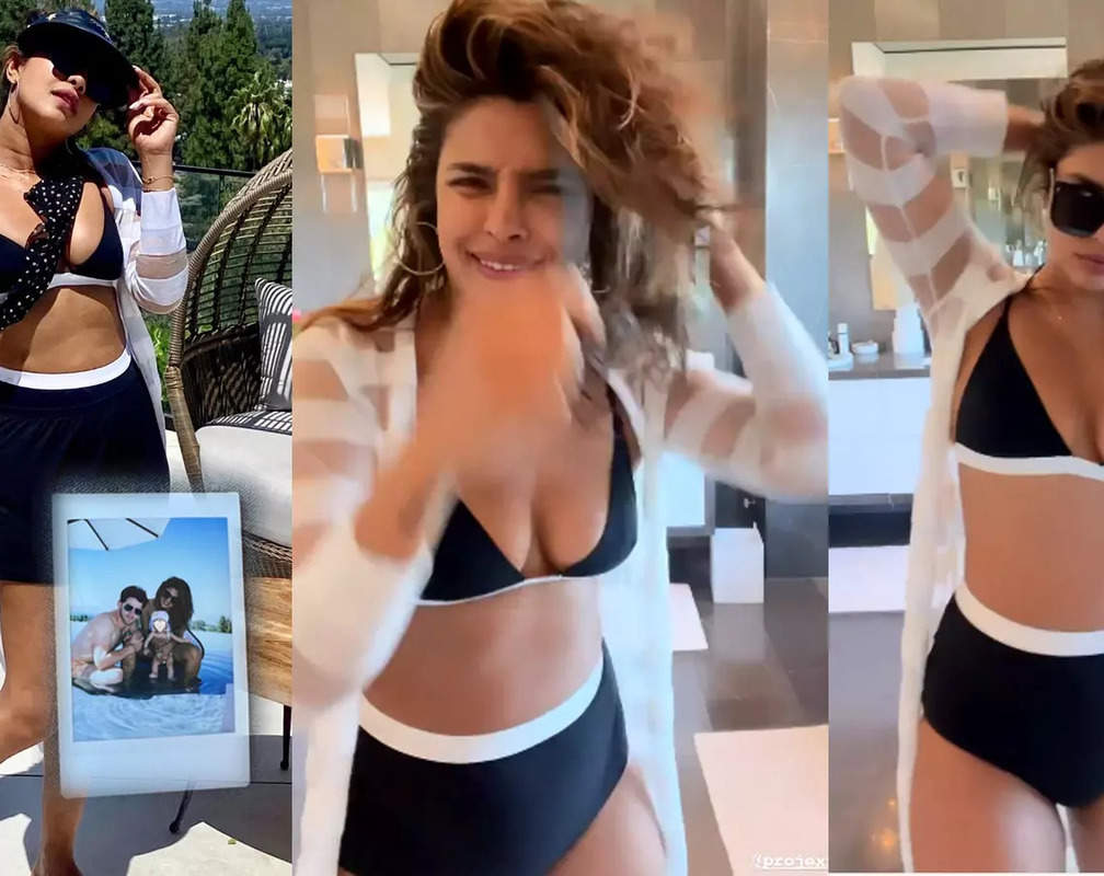 
Priyanka Chopra flaunts her envious figure in a black and white bikini, enjoys pool day with Nick Jonas and baby Malti Marie Chopra Jonas
