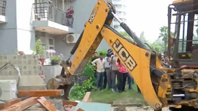 Illegal structures at politician Shrikant Tyagi's Noida house demolished