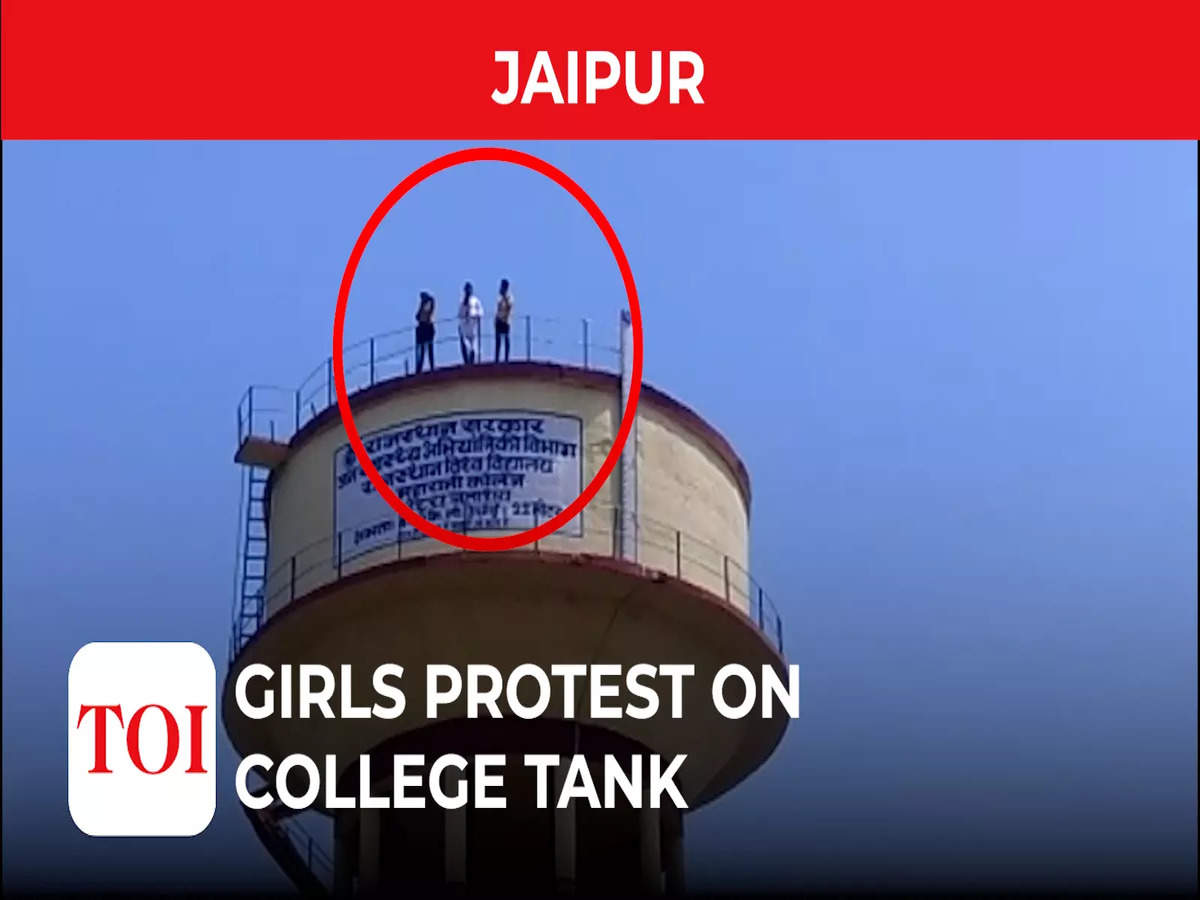 Jaipur: Girls climb up water tank in Maharani college ahead of RU elections