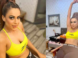 Nia Sharma poses for some fun pictures inside her vanity van in braids and activewear, fans call her 'style queen'