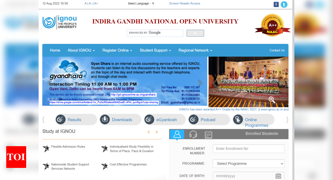 IGNOU 2022: IGNOU Re-Registration last date today for July Session, apply @ ignou.ac.in – Times of India