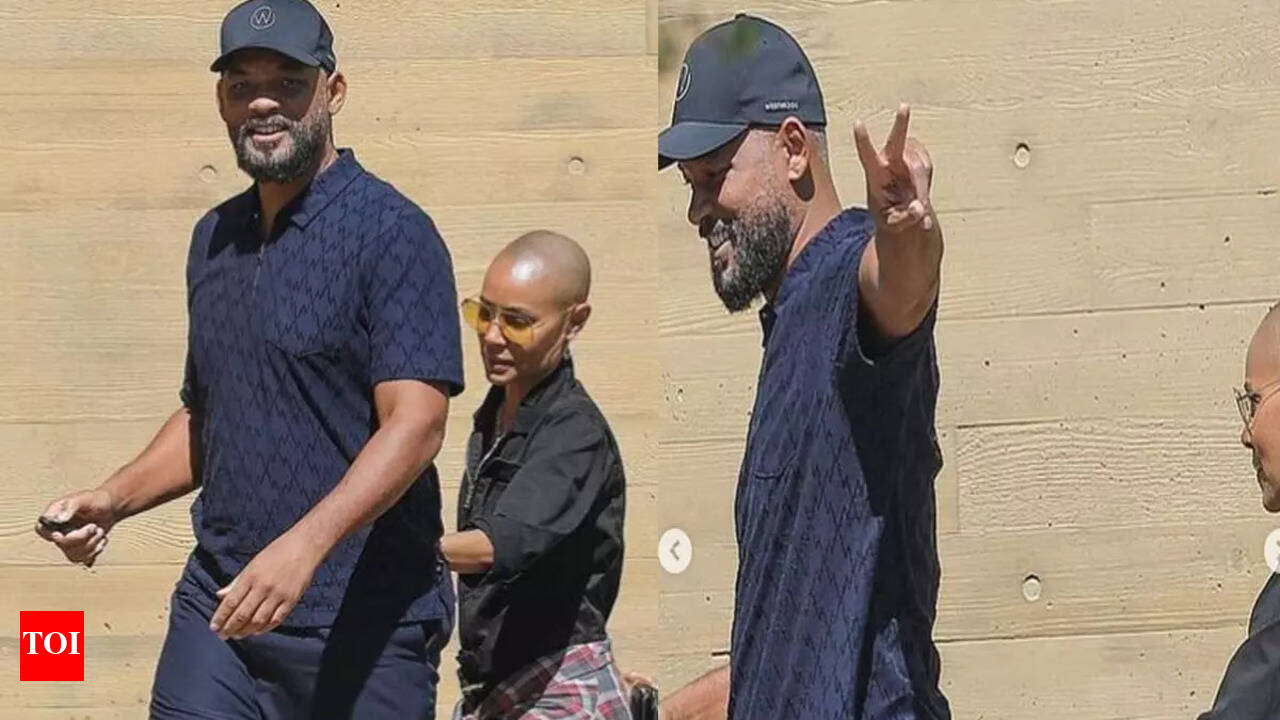 Will Smith flashes a peace sign as he gets clicked with wife Jada Pinket Smith for the first time post Oscar slap | English Movie News - Times of India