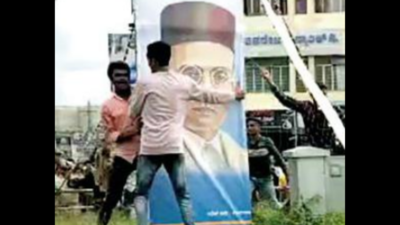 Groups clash over Mysore ruler Tipu Sultan and Hindu Mahasabha leader Vinayak Damodar Savarkar portraits; ban order in Shivamogga