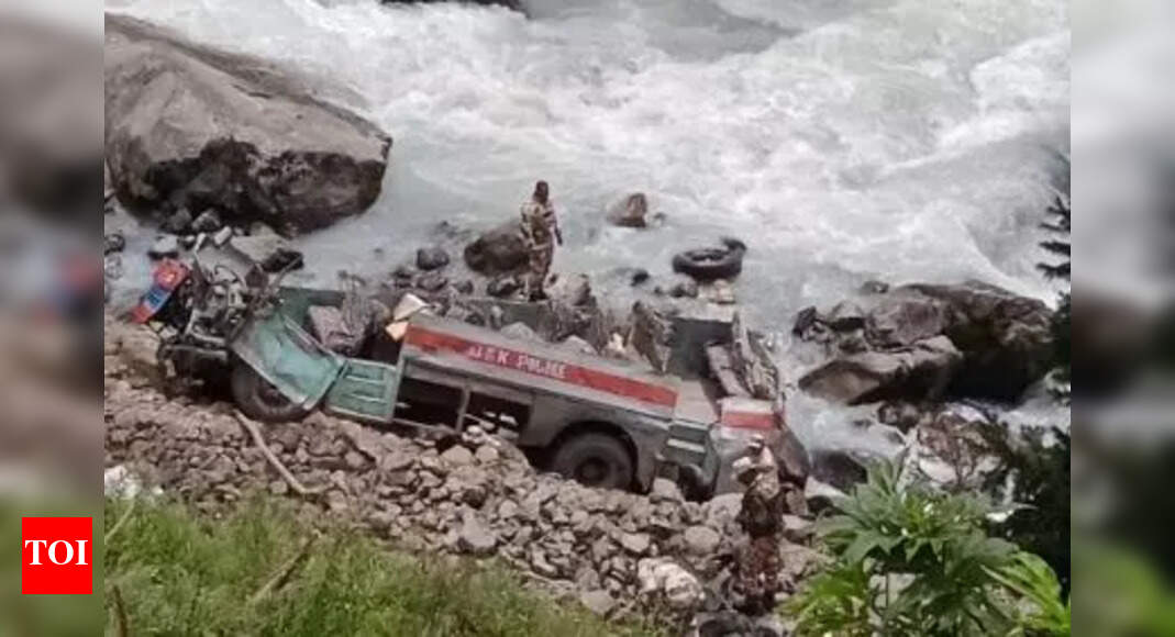 Live: Bus carrying security personnel falls into river bed in J&K