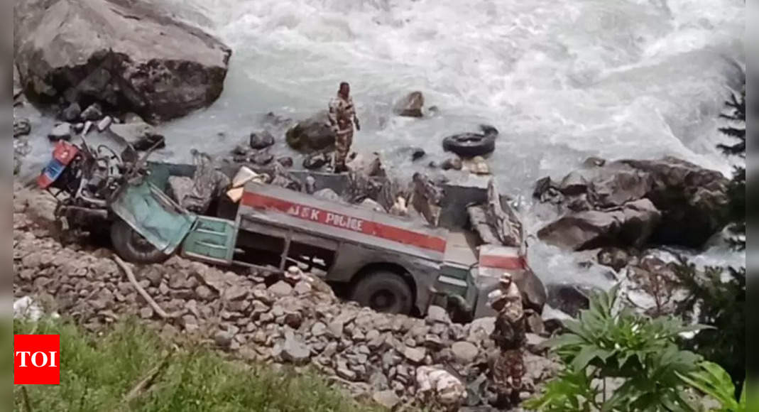 7 dead, several injured after bus carrying security personnel falls into river in J&K | India News – Times of India
