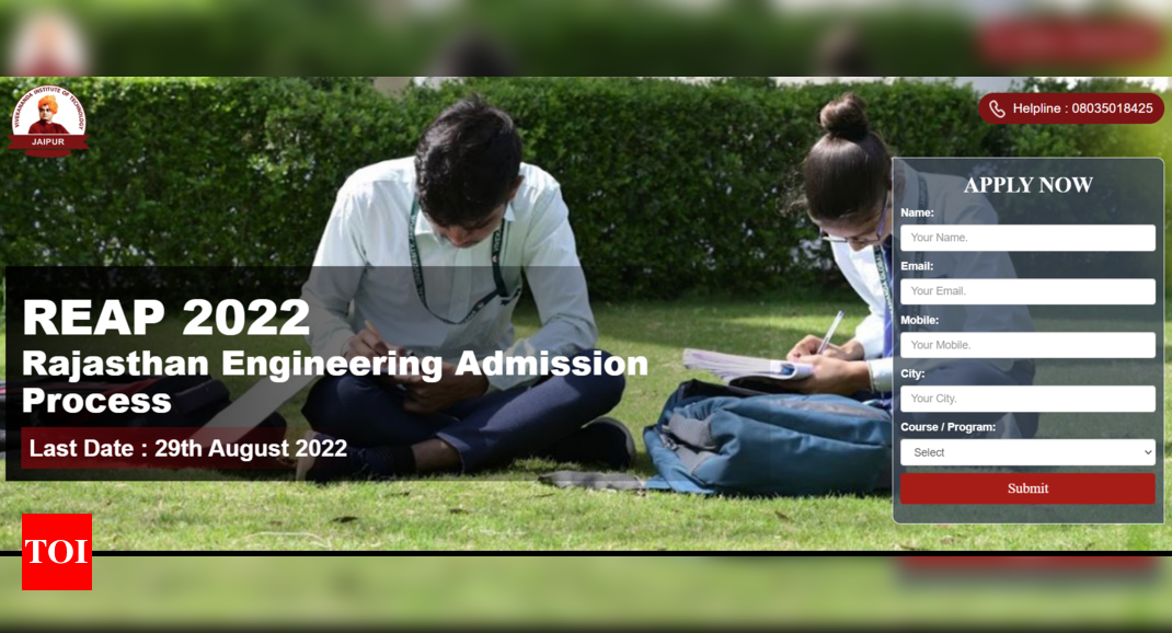 REAP 2022: Rajasthan Engineering Admission Registration Begins @ reap2022.ctpl.io, Check here for more – Times of India