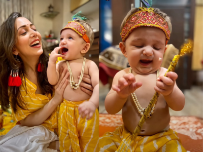 The Holy Mart Krishna Dress For Kids For 6 Months To 2 Years, Yellow Cotton  Embroidered Kurta Dhoti Gopal Fancy Dress With Mukut, Mala, Bansuri,  Morpankh, Janmashtami Dress For Baby Girl: Buy