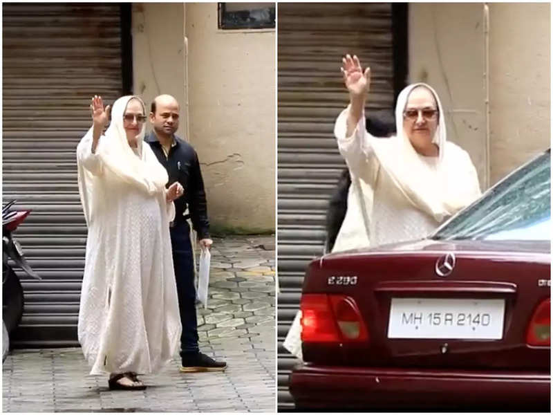 Saira Banu makes a rare appearance in town after Dilip Kumar's demise; gets clicked outside a clinic