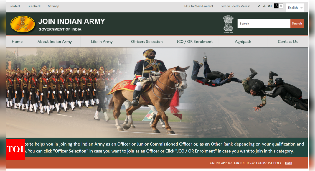 Indian Army Recruitment: Recruitment notification 2022 (Out) for Indian Army 10+2 TES 48, Apply @ joinindianarmy.nic.in – Times of India