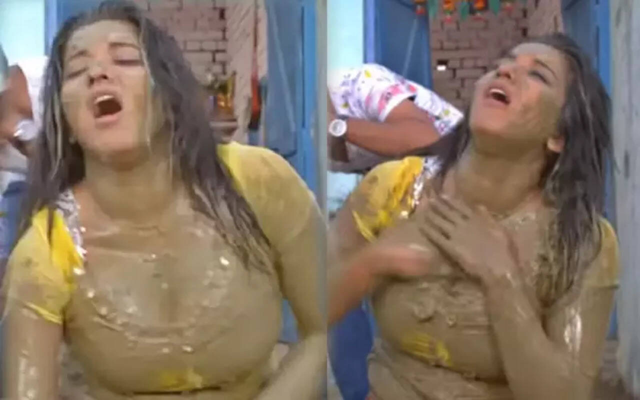 Monalisa : Netizens left in splits after watching an old video of Bhojpuri  actress Monalisa applying cow dung on her body