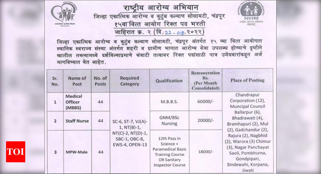 NHM Maharashtra Recruitment 2022 Apply online for 132 MO Nurse