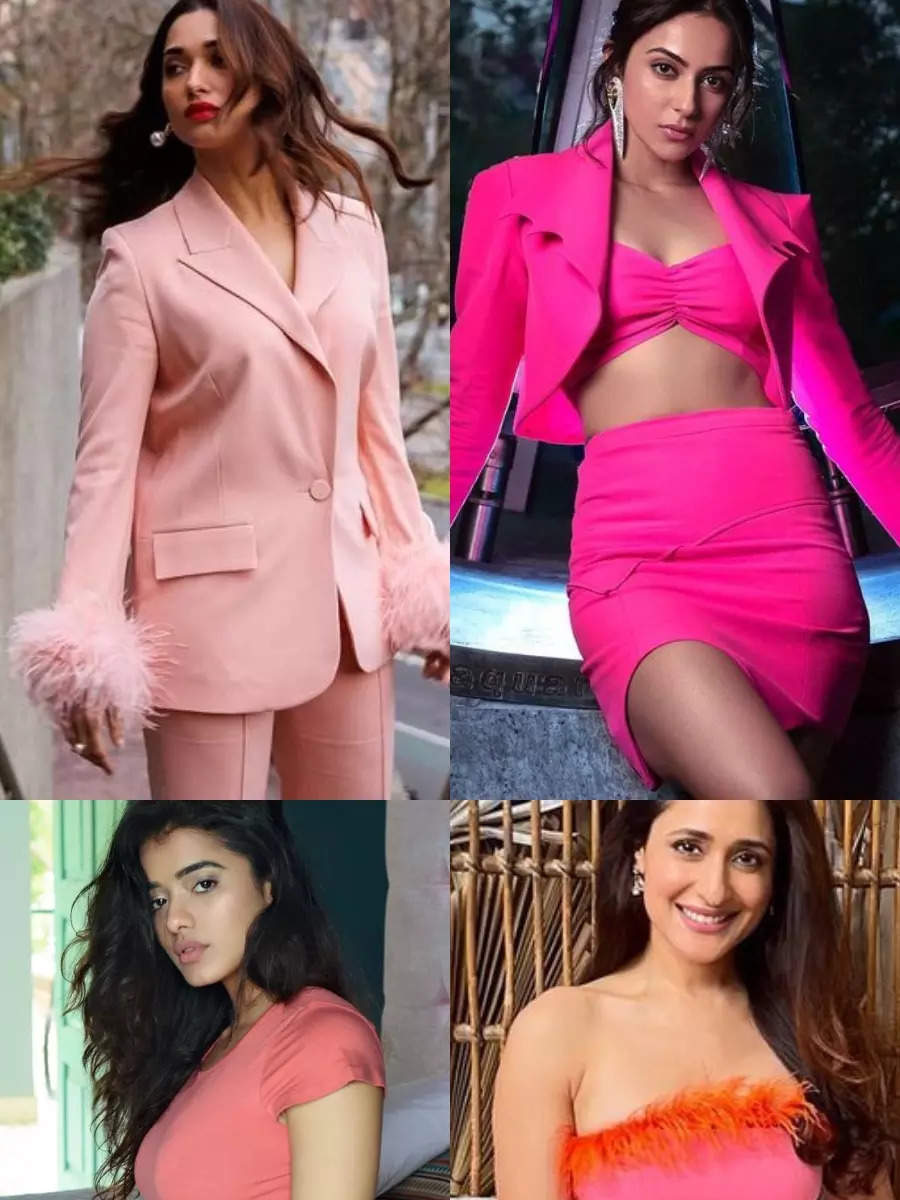 Tollywood divas glam up in pink outfits