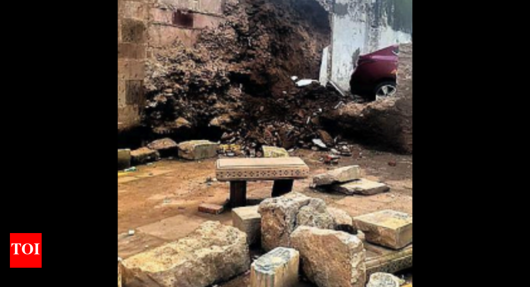 Raikhad Ahmedabad Raikhad gate sentinel wall collapses a month after