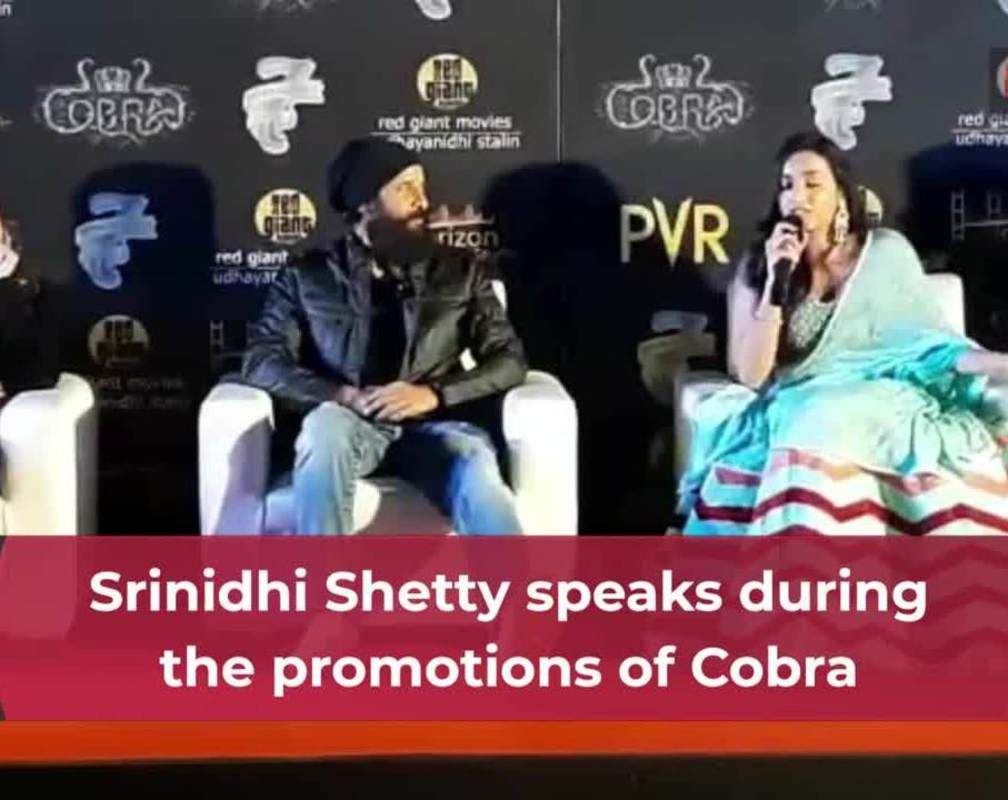 
Srinidhi Shetty speaks during the promotions of Cobra
