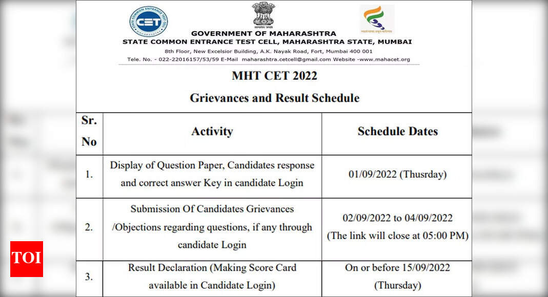 MH TCET 2022 Answer Key CET Answer Key For PCM PCB To Be Released 