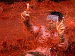 La Tomatina tomato fight festival returns after COVID-19 ban, in Bunol