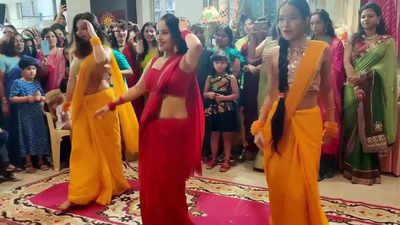 Women set the stage on fire with their sensational belly dance on oo Antava and Tip Tip Barsa Pani. - Times of India
