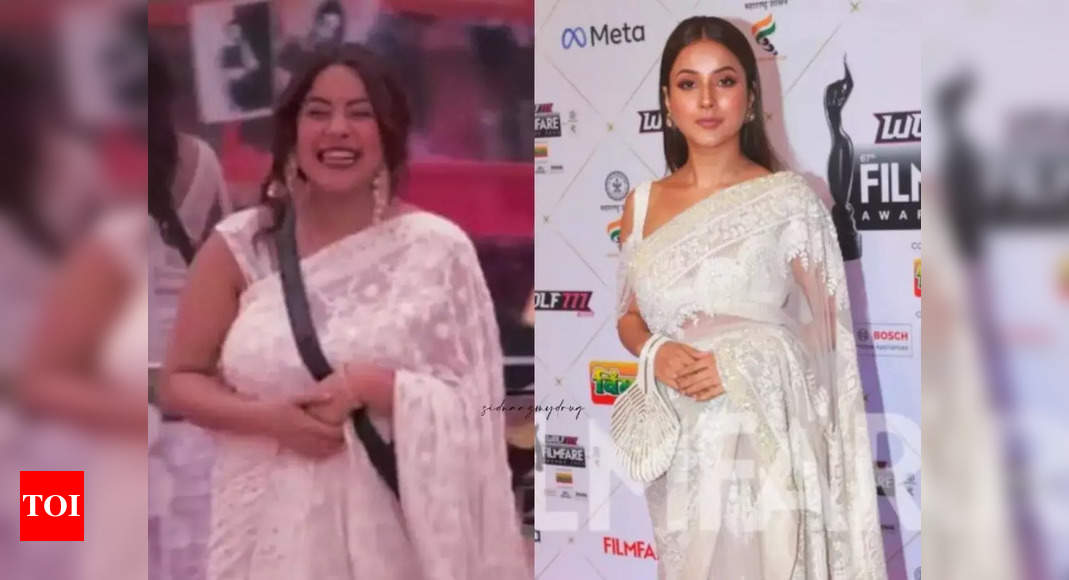 Amazing transformation look of Shehnaaz Gill in white saree from Bigg ...