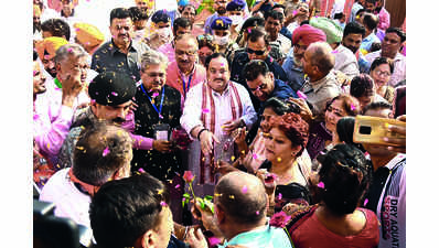 Nadda visits city, interacts with BJP workers, leaders