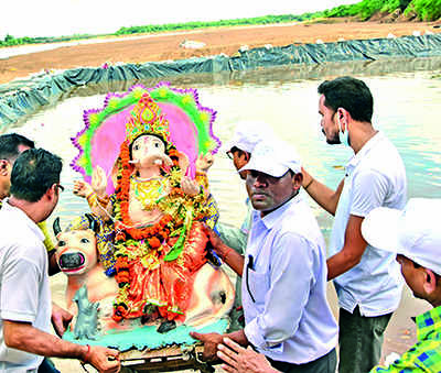 BeMC sets up temporary ponds for immersion of Ganesha idols