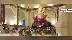 Mahesh Kale performs at a Ganesh pandal in Nagpur