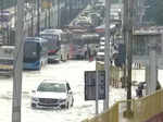 Heavy rain causes waterlogging, traffic jams