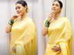 
Kajol looks age defying in a yellow sari for Ganesh Chaturthi celebrations

