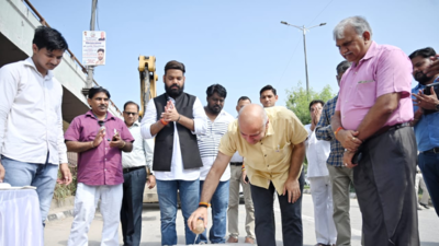 Delhi minister Manish Sisodia lays foundation stone of flyover at Sarai Kale Khan
