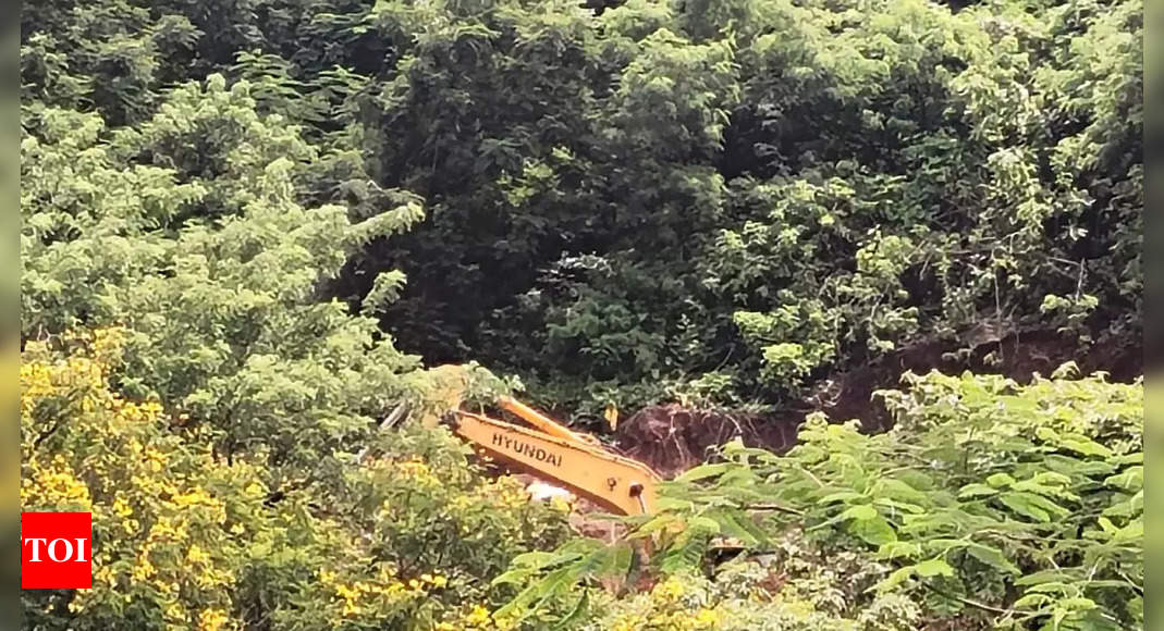 Navi Mumbai: Parsik Hill cutting with heavy machines is land grab, say ...