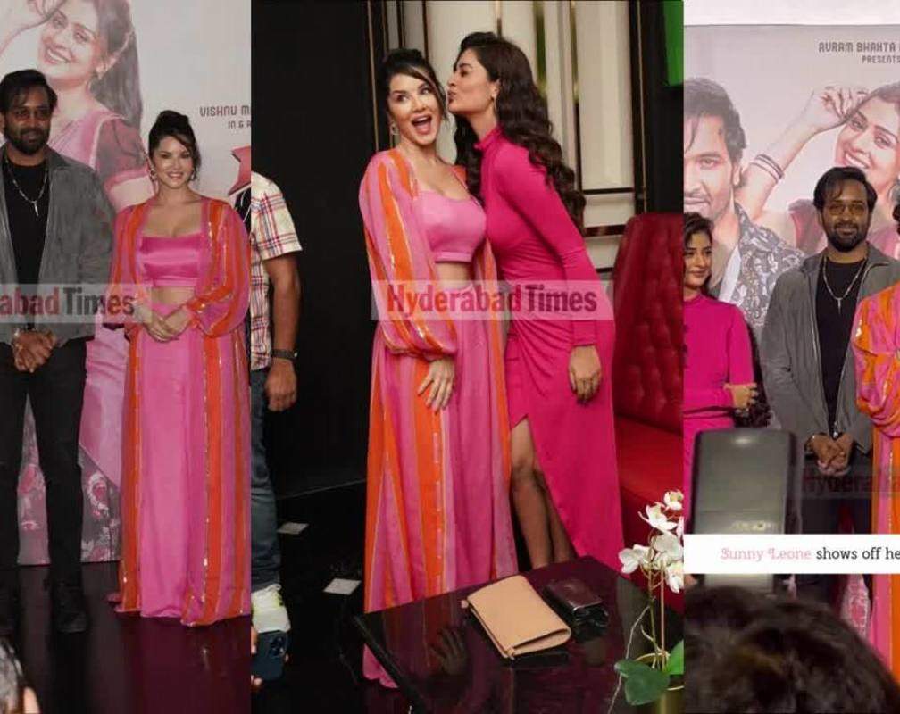 
Sunny Leone shows off her Telugu speaking skills at the teaser launch of Ginna
