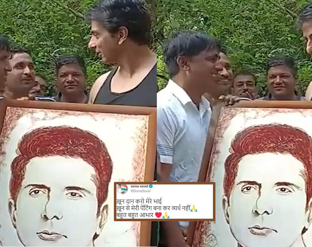 
Fan gifts Sonu Sood a painting of him with blood, the actor says 'Khoon daan karo mere bhai, khoon se meri painting bana ka vyarth nahi'
