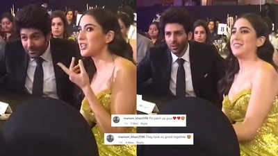 Viral! Kartik Aaryan and Sara Ali Khan get clicked sitting and chatting together at an award show, fans say 'Plz patch up na guys'
