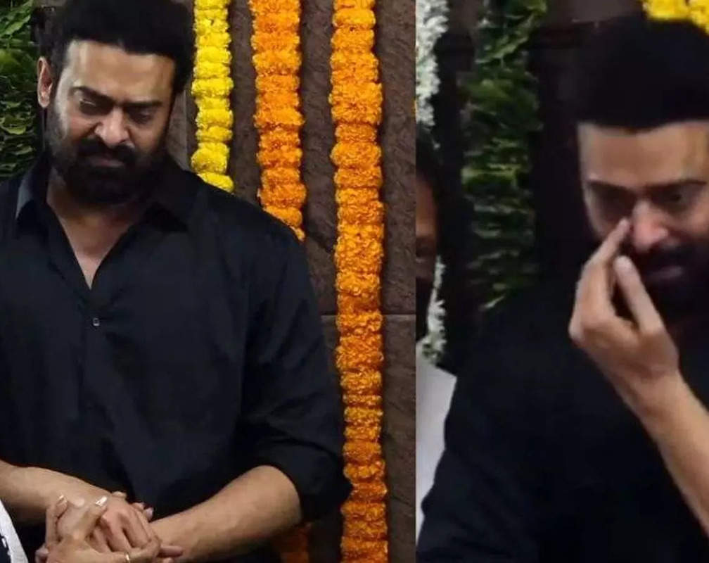 
Prabhas breaks down in tears at uncle UV Krishnam Raju's funeral, Chiranjeevi and Mahesh Babu console him
