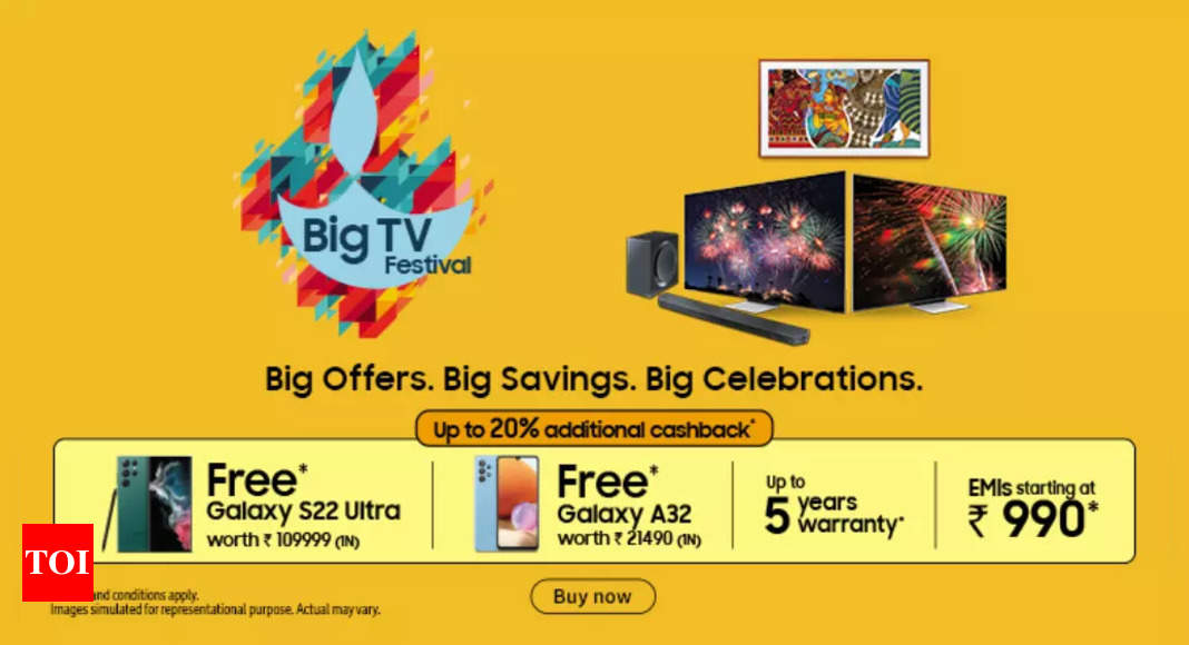 Samsung ‘Big TV Festival’ 2022: Offers on Neo QLED 8K, Neo QLED, QLED, The Frame and Crystal 4K UHD televisions and more – Times of India