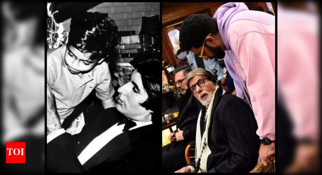 Abhishek Bachchan shares then and now pictures with dad Amitabh Bachchan: Surprise visits to his set will always be my most favourite thing to do – Times of India