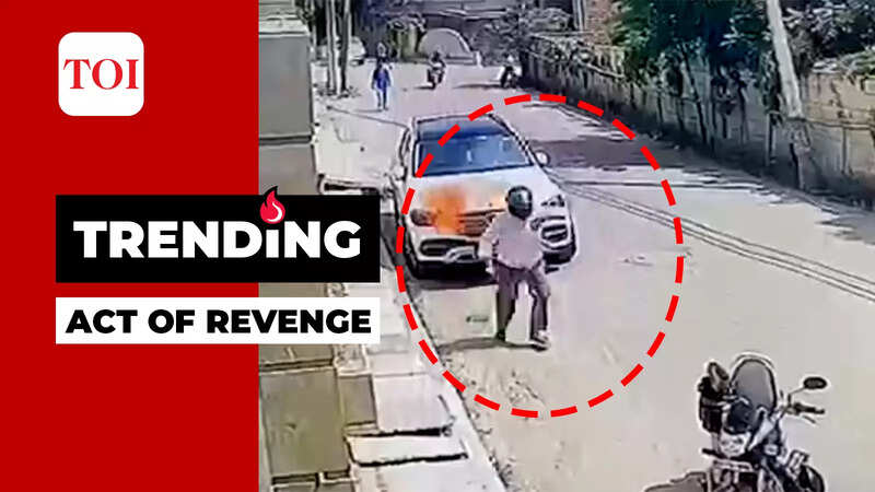 Noida: Man sets Mercedes car on fire over non-payment of dues, video ...