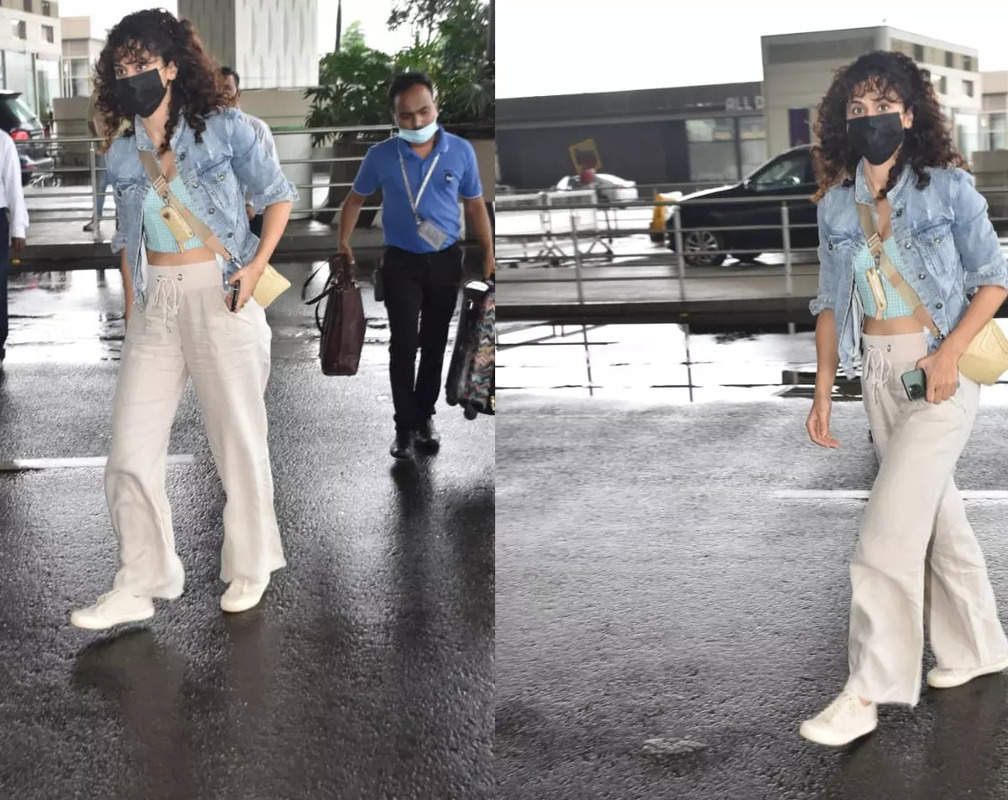 
Clad in a cute crop top over a blue denim jacket, Taapsee Pannu nails her casual look
