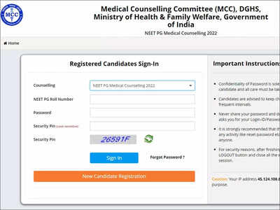 NEET PG Counselling 2022 for round 1 begins on mcc.nic.in, direct link