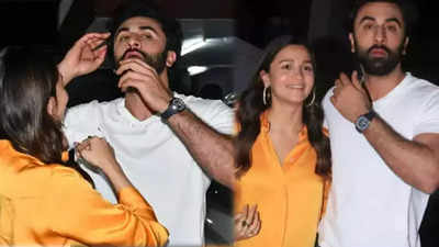 Alia Bhatt tries to fix Ranbir Kapoor's hair, he pushes her hand away.  Watch