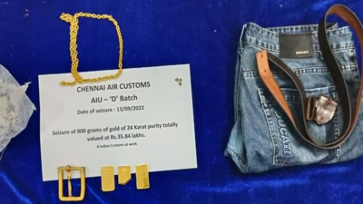 Gold belt buckle seized from passenger at Chennai airport