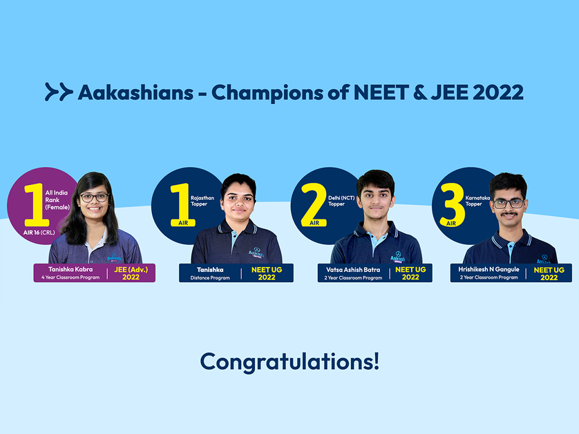 NEET and JEE results 2022: Students from Aakash BYJU’S Classroom Program secure top ranks, perfect scores