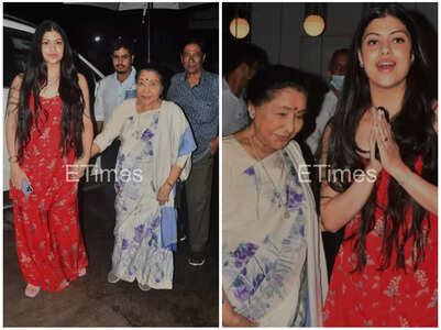 Asha Bhosle steps out with Zanai Bhosle: PIC